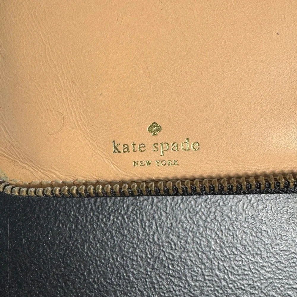 Kate Spade Wellesley Neda Black Pebbled Leather Zip Organizer Wallet Card Holder - Picture 4 of 8